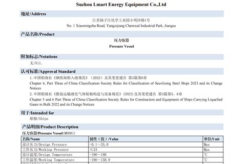 CCS TYPE APPROVAL FOR PRESSURE VESSEL